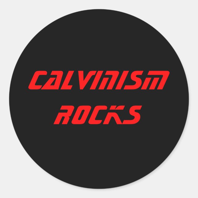 CALVINISM STEN STICKER RUNT KLISTERMÄRKE (Framsida)