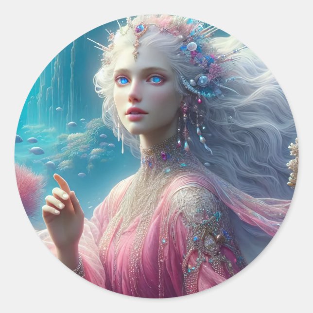 Calypso - Sjöjungfru Collection-etikett Runt Klistermärke (Framsida)