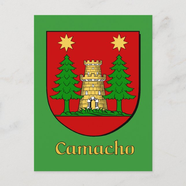 Camacho Family Heraldic Shield Vykort (Framsida)