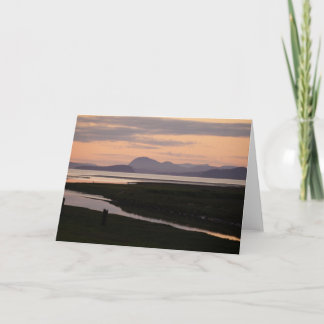 Camano Island, WA, vid solnedgångs vykort