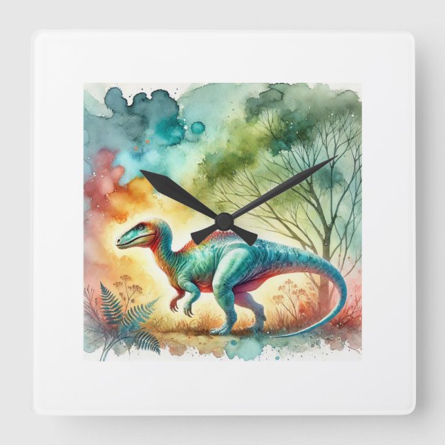 Camarasaurus Majesty 110724AREF118 - Watercolor Fyrkantig Klocka (Framsida)