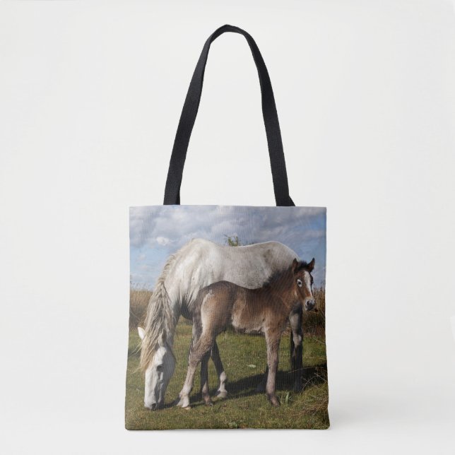 Camargue-hästföl med mamma tygkasse (Framsida)