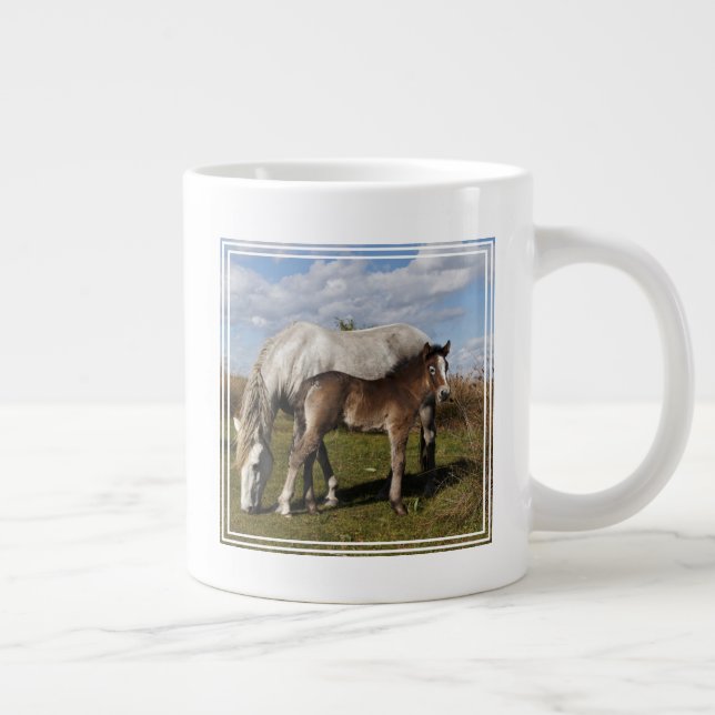 Camargue Horse Foal med Mor Jumbo Mugg (Höger)