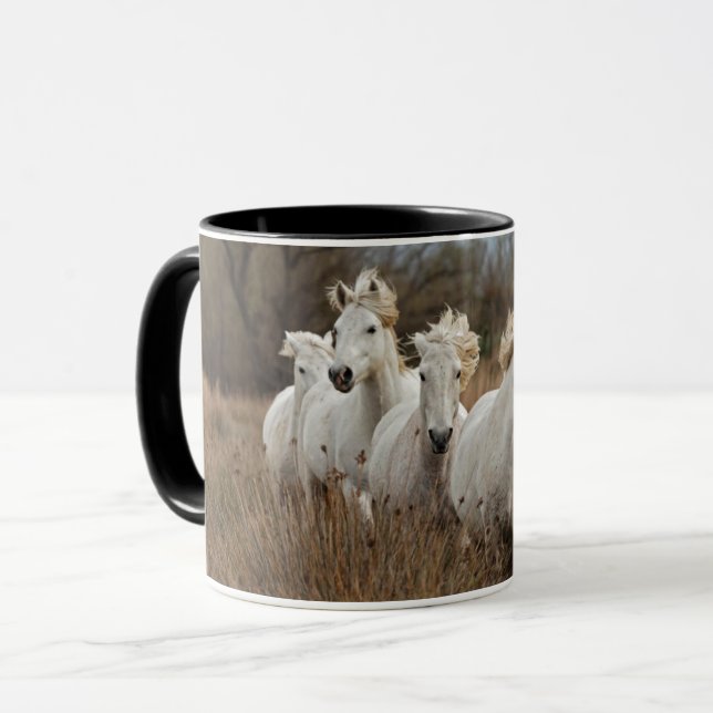 Camarguehästar springer mugg (Framsida vänster)