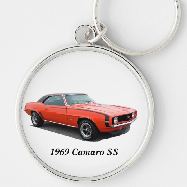 Camaro 1969 SS Rund Silverfärgad Nyckelring (Framsidan)