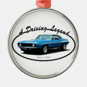 Camaro blått 1969 julgransprydnad metall