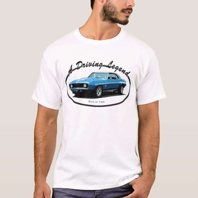 Camaro blått 1969 t-shirt (Framsida)
