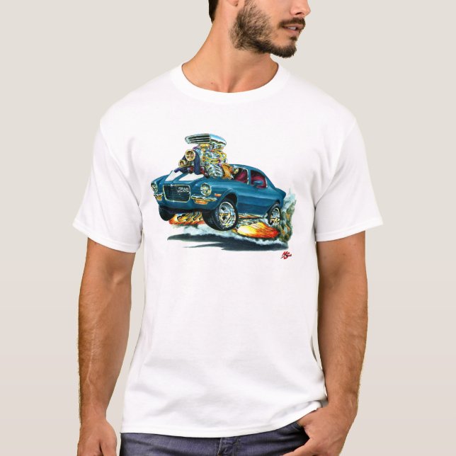 Camaro blåvit bil 1970-72 t-shirt (Framsida)