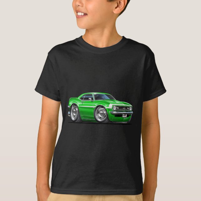 Camaro Grönt-Vit bil 1968 T-shirt (Framsida)