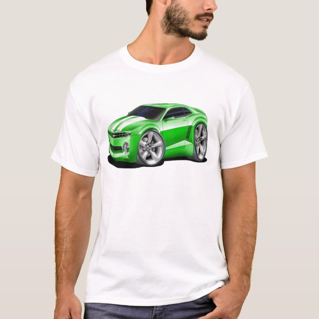 Camaro Grönt-Vit bil 2010-11 Tee (Framsida)