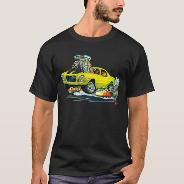 Camaro Gult-Svart bil 1970-72 T-shirt (Framsida)