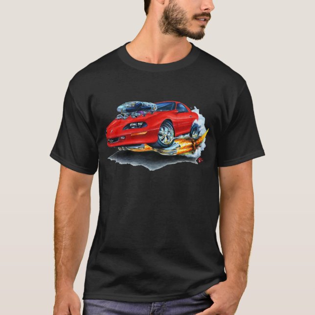 Camaro röd bil 1993-97 t-shirt (Framsida)