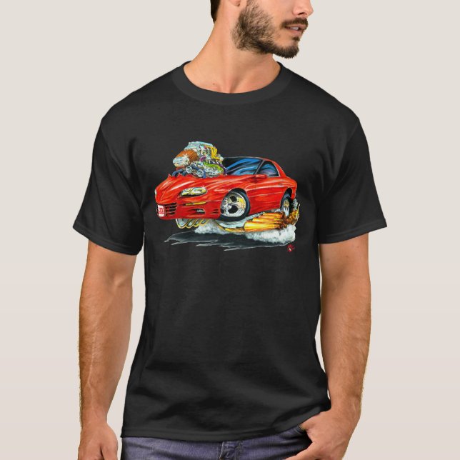 Camaro röd bil 1998-02 t-shirt (Framsida)