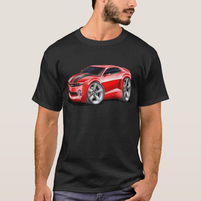 Camaro Röd-Svart bil 2010-11 Tee Shirt (Framsida)