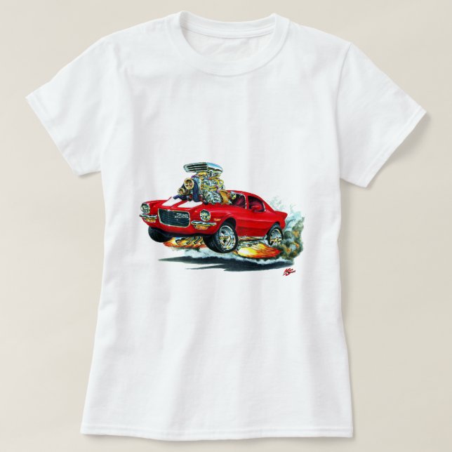 Camaro Röd-Vit bil 1970-72 T-shirt (Design framsida)