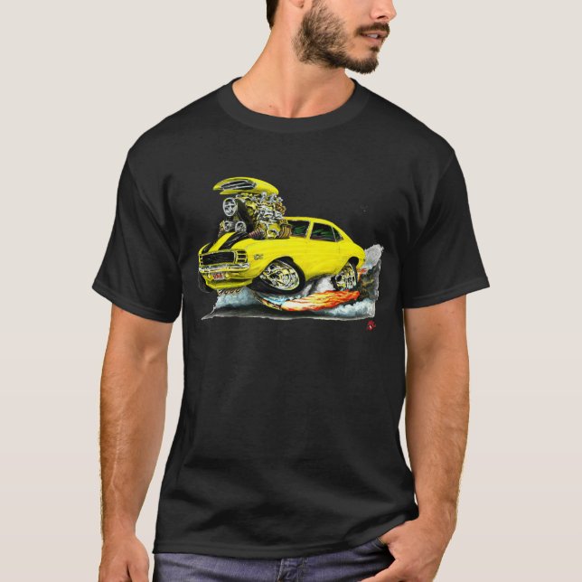 Camaro RS SS Gult-Svart bil 1969 T Shirt (Framsida)