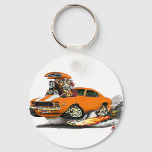 Camaro RS SS Orange-Vit bil 1969 Nyckelring