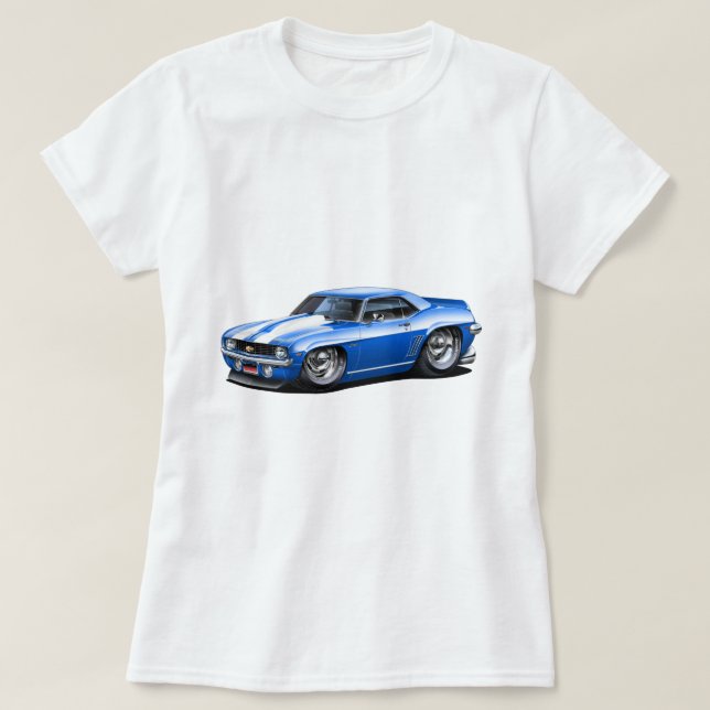 Camaro SS blåvit bil 1969 T-shirt (Design framsida)