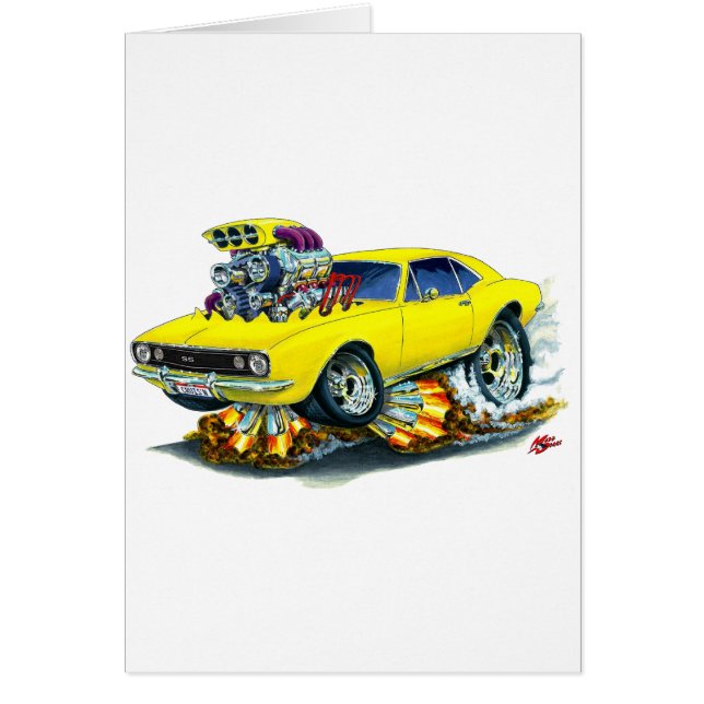 Camaro SS gul bil 1967 Hälsningskort (Framsidan)