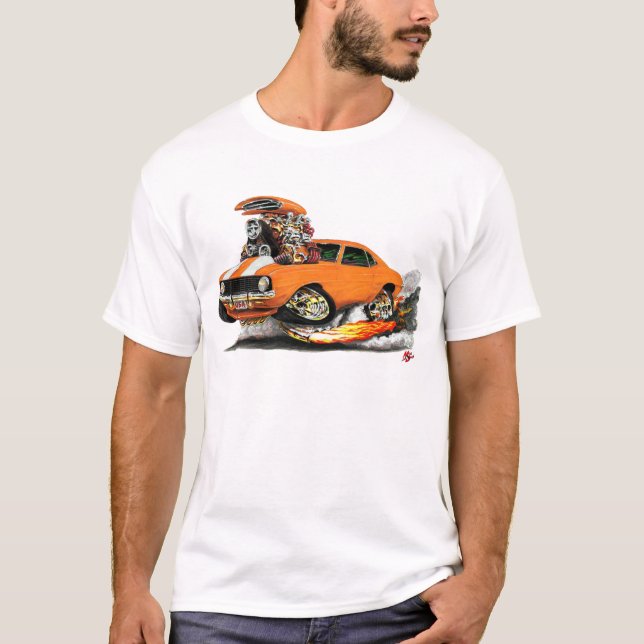 Camaro SS Orange-Vit bil 1969 Tee Shirt (Framsida)