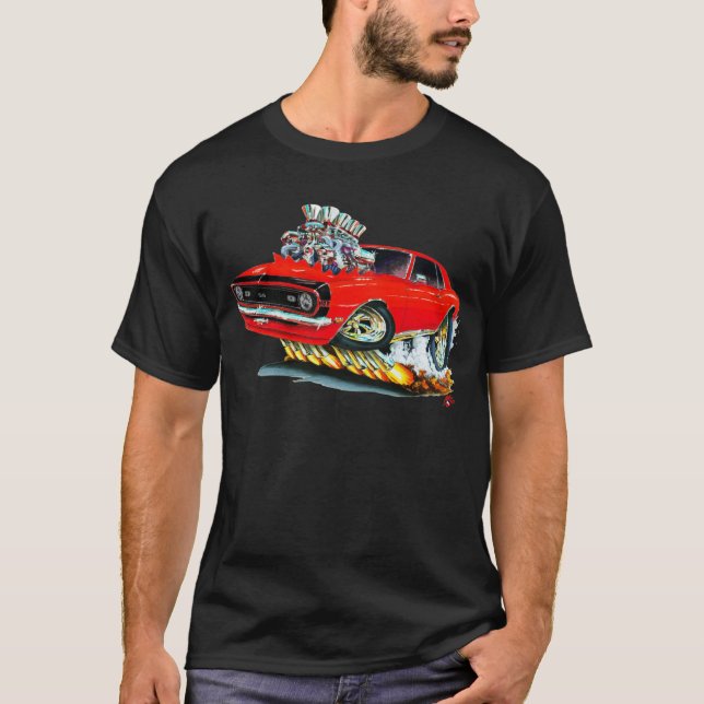 Camaro SS Röd-Svart bil 1968 T Shirt (Framsida)