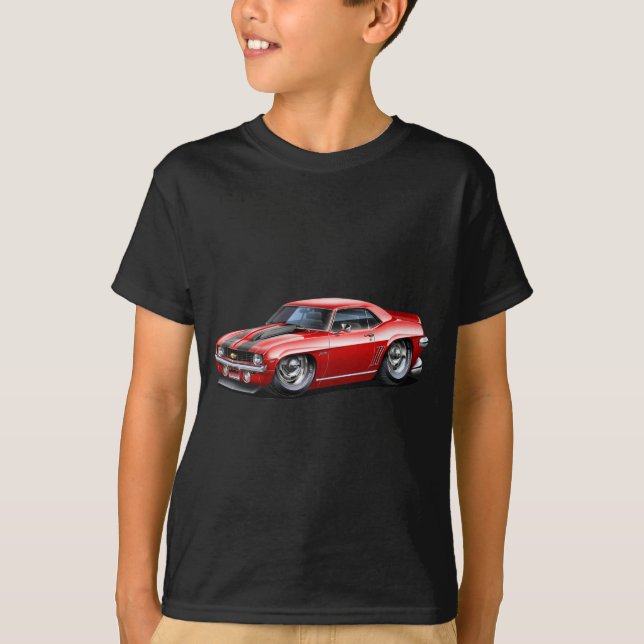 Camaro SS Röd-Svart bil 1969 T-shirt (Framsida)