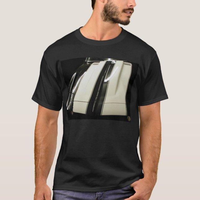 Camaro svart 1969 med vitrandar t shirt (Framsida)