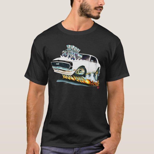 Camaro Vit-Svart bil 1968 T Shirt (Framsida)