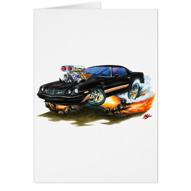 Camaro Z28 Svart-Guld bil 1979-81 Hälsningskort (Framsidan)