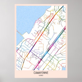 Camayenne Guinea City Karta Poster