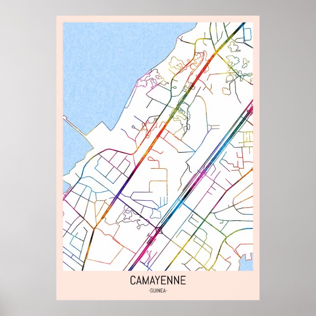 Camayenne Guinea City Karta Poster (Framsidan)