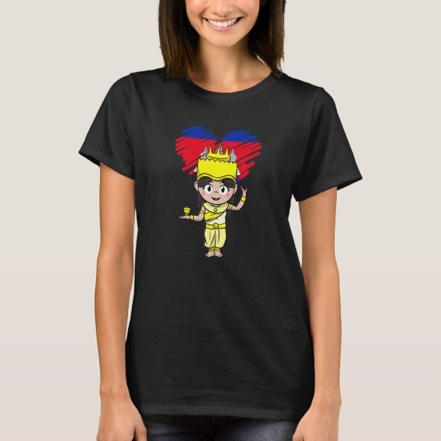 Cambodia Cambodian Khmer Traditional Dance Apsara  T Shirt (Framsida)