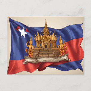 cambodia flagga vykort