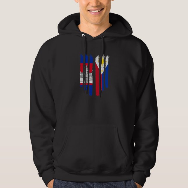 Cambodia Khmer Cambodian Philippines Filipino Mixe Hoodie (Framsida)