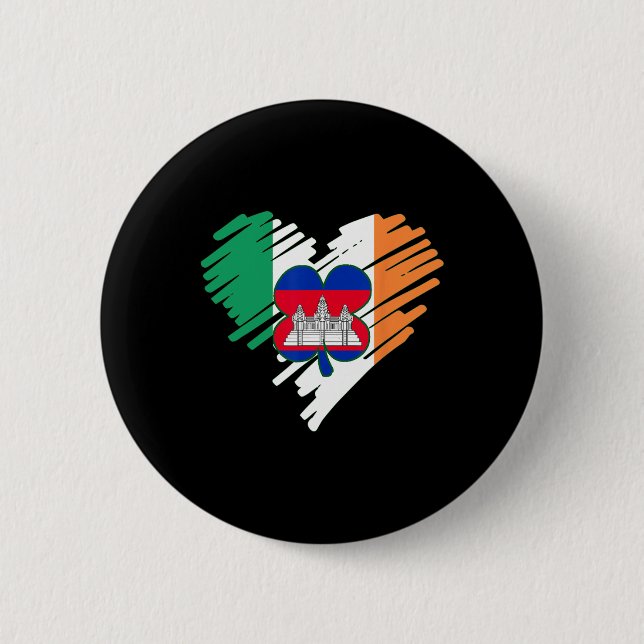 Cambodia Stolt kambodjansk flagga St. Patricks Day Knapp (Framsida)
