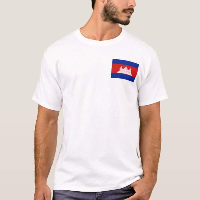 Cambodja flagga och kartaT-tröja Tee (Framsida)
