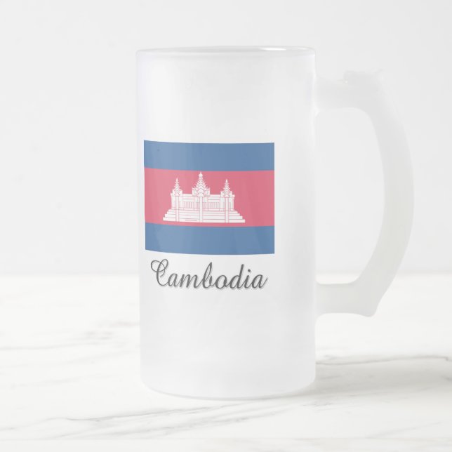 Cambodja flaggadesign frostat ölglas (Höger)