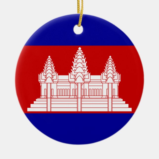 Cambodja flaggaprydnad julgransprydnad keramik (Framsidan)