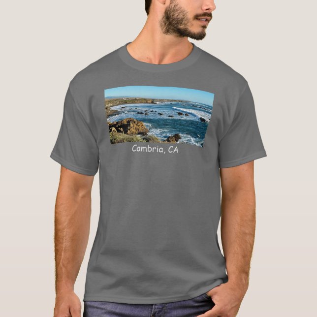 Cambria, CA Shoreline T Shirt (Framsida)