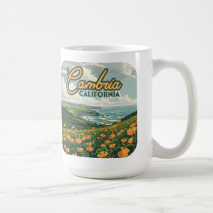 Cambria California Poppies Flowers Pacific Kusten Kaffemugg