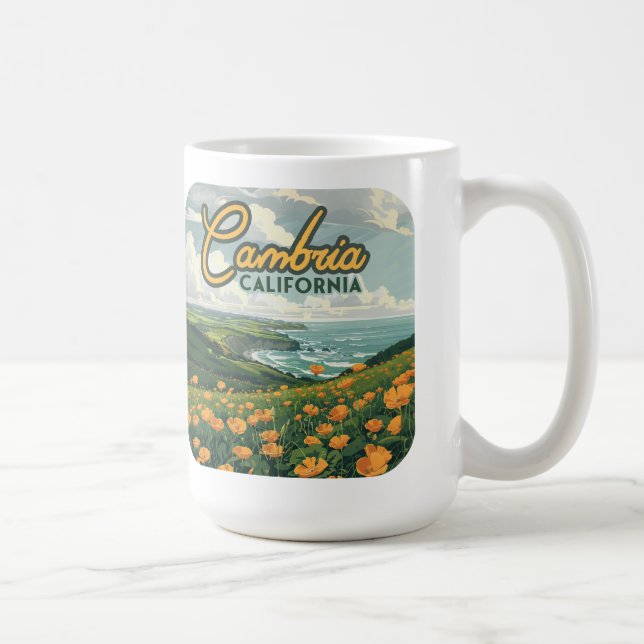 Cambria California Poppies Flowers Pacific Kusten Kaffemugg (Höger)