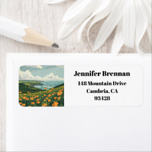 Cambria California Poppies Kusten Returadress Etikett