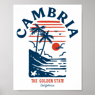 Cambria Kalifornien Retro Surfar Vintage Beach Her Poster