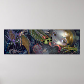 Cambrian Sjöjungfru ART PRINT pop surrealism fanta Poster