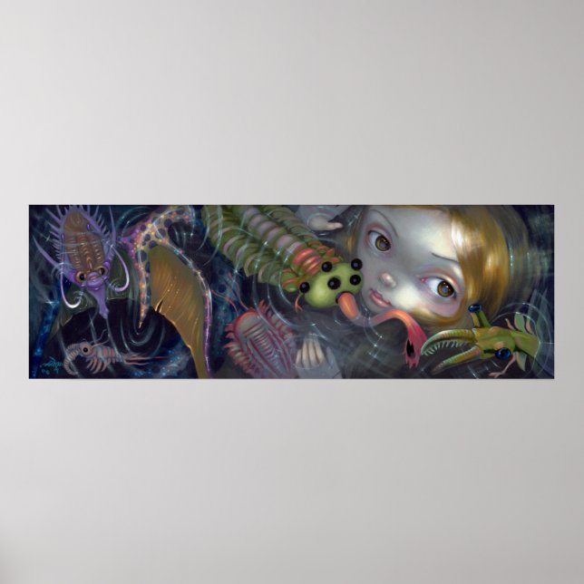 Cambrian Sjöjungfru ART PRINT pop surrealism fanta Poster (Framsidan)
