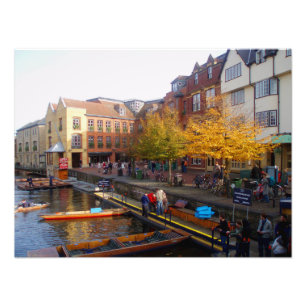 Cambridge. Beskåda från Magdalene överbryggar. Fototryck