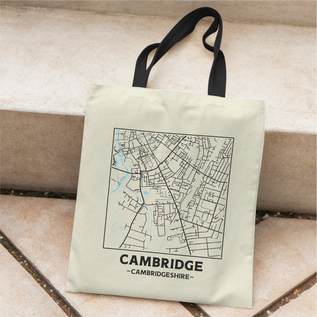 Cambridge, Cambridgeshire City Map Tote Bag Tygkasse (Skapare uppladdad)