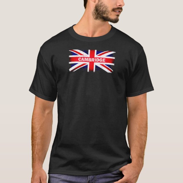 Cambridge County England Uk British Flagga Raglan T Shirt (Framsida)