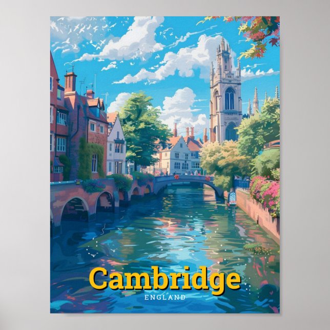 Cambridge England Art Vintage resor Poster (Framsidan)