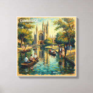 Cambridge England Högskola Flod Utslagen Canvas